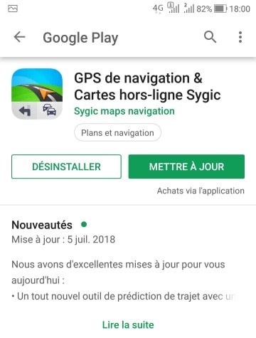 Nouvelle mise à jour appli Sygic