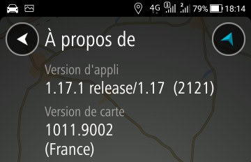 À propos TomTom après mise à jour de carte