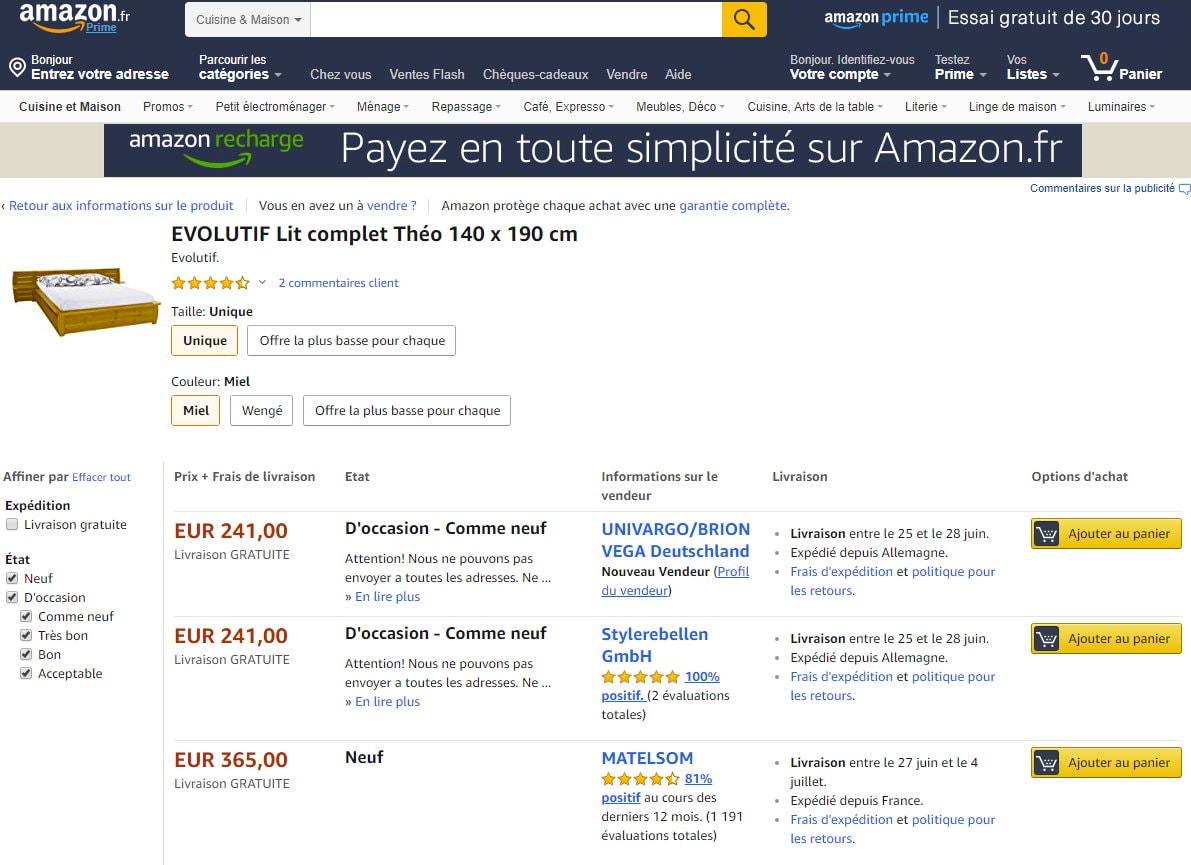 Arnaque sur Amazon.fr – Capture d'écran par PF/Grinçant, le 18/06/2018 à 18h00