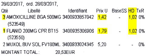 Décompte ordonnance avec Honoraires de dispensation