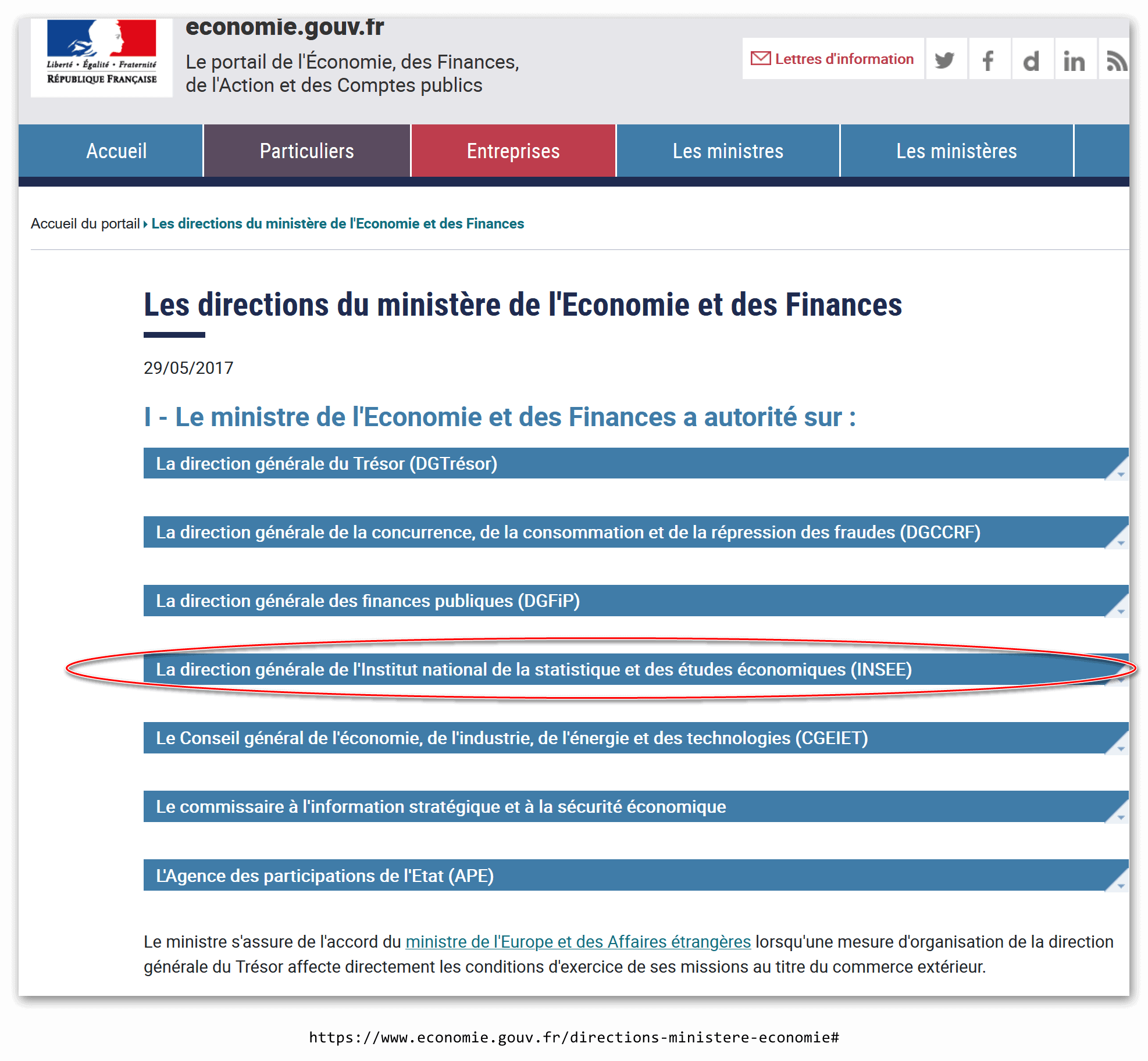 I - Le ministre de l'Economie et des Finances a autorité sur - Capture par PF 20200210-04h20