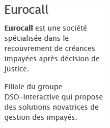 Eurocall, recouvrement de créances impayées après décision de justice