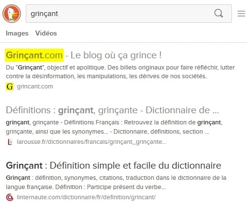 Grinçant en première position sur DuckDuckGo, 11/02/2016-12h53