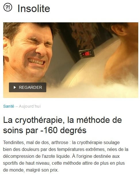 La cryothérapie, la méthode de soins par -160 degrés