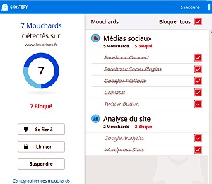 7 mouchards-traqueurs sur cette page de plagiat de Les-Crises.fr (Ghostery 20161005-0840)