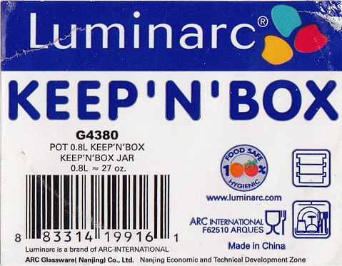 Luminarc Keep'N'Box, Made in China + Nanjing