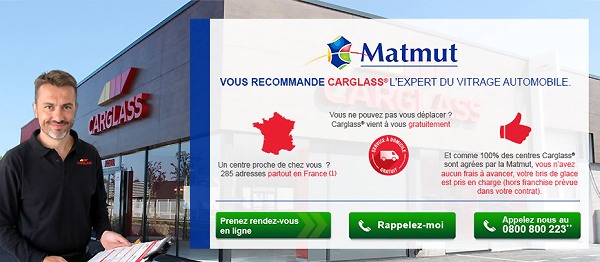 Capture d'écran www. carglass.fr/matmut/ 10/10/2016-15h50