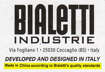 Bialetti French Press, mention Made in China