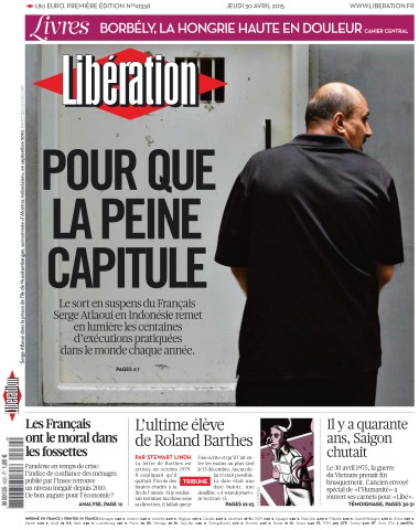 Pour que la peine capitule - Couverture Libération 30/04/2015