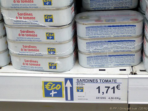 Les sardines à la tomate Leclerc Eco+ passent à 1,71 €