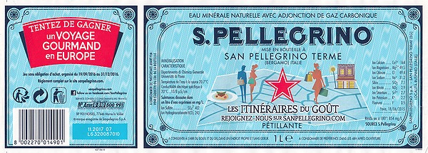 Sans Pellegrino, étiquette bouteille concours 