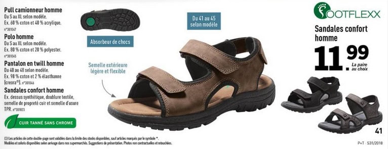 Lidl — Sandales confort homme Footlexx — page 41 — Capture catalogue 1 au 7 août 2018