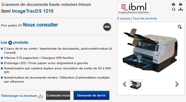 Scanners de documents hauts volumes trieurs ibml ImageTracDS 1210