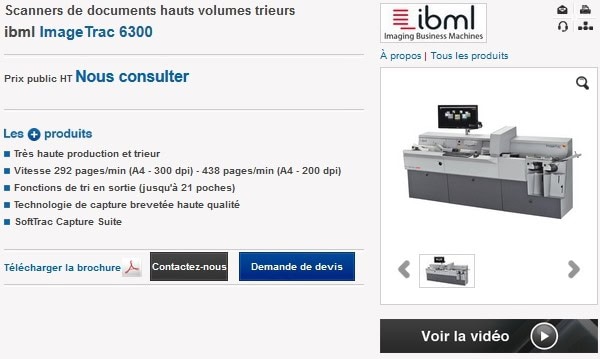 Scanners de documents hauts volumes trieurs ibml ImageTrac 6300