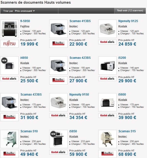 Scanners de documents Hauts volumes