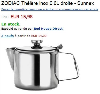 Theiere inox sur Amazon