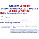 Coupon pétition UMP "Non au droit de vote des étrangers"
