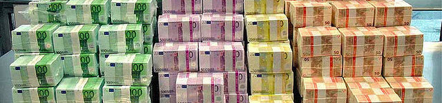 Billets euros en grosses coupures