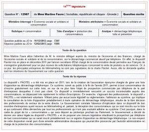 PACITEL, Assemblée nationale, réponse du 12/02/2013 à question n° 12987 PACITEL, Assemblée nationale, réponse du 12/02/2013 à question n° 12987