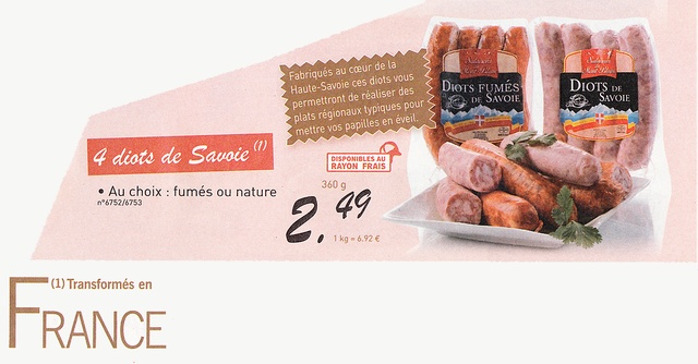 Publicité catalogue pour ces "Diots de Savoie" des "Salaisons du Mont-blanc" Publicité catalogue pour ces "Diots de Savoie" des "Salaisons du Mont-blanc"