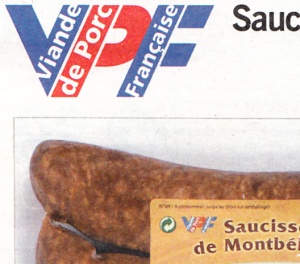 Saucisses de Montbéliard avec mention VPF (Viande de Porc Française)