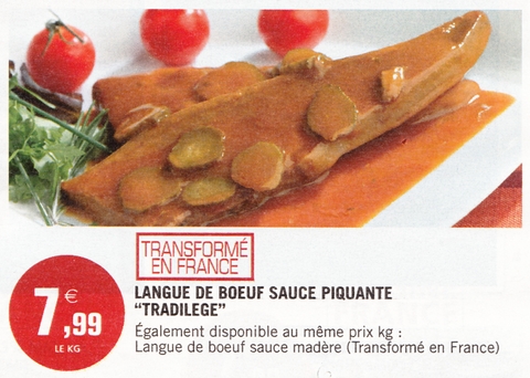 Langue de boeuf sauce piquante "Tradilège"