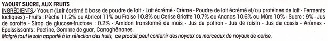 Composition nouvelle formule "Sans colorant" de Panier de Yoplait Composition nouvelle formule "Sans colorant" de Panier de Yoplait