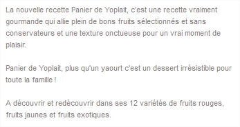 La nouvelle recette Panier de Yoplait... (30/08/2013-14:45) La nouvelle recette Panier de Yoplait... (30/08/2013-14:45)