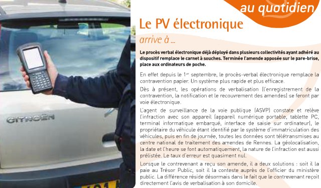 Le PV électronique arrive dans votre commune Le PV électronique arrive dans votre commune