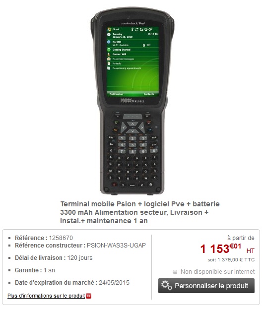 Marché 610567 : Solution de verbalisation électronique avec logiciel "PVe" de l'ANAI - Terminal PSION WorkAbout Pro 3 Marché 610567 : Solution de verbalisation électronique avec logiciel "PVe" de l'ANTAI - Terminal PSION WorkAbout Pro 3