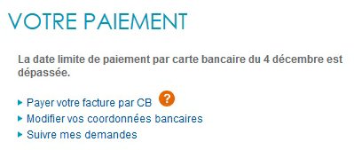 Date limite de paiement par CB dépassée Date limite de paiement par CB dépassée