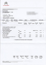 Facture garage Citroën (pas vraiment) - 03/04/2014