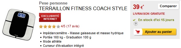 Pèse personne Terraillon Fitness Coach Style à 39 € sur Darty.com le 03/04/2014