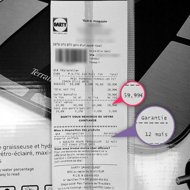 Ticket de caisse Darty pour Terraillon Fitness Coach Style - 02/04/2014-19:21 Ticket de caisse Darty pour Terraillon Fitness Coach Style - 02/04/2014-19:21