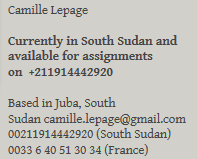 Coordonnées Camille Lepage - Freelance Camille Lepage - Freelance