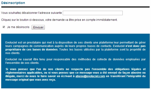 Desinscription plateformes Evoluciel --/> Ils se moquent de qui ?