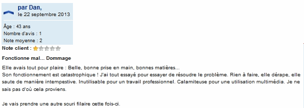 Sur LDLC.com : "Fonctionne mal... Dommage" (22/09/2013) Avis sur LDLC.com