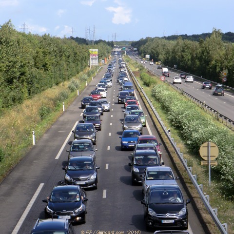 Secteur de Rennes, bouchon en direction de la rocade et de Brest et Lorient (02/08/2014)