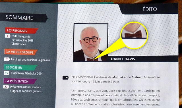 Daniel Havis, président de la Matmut : noeud pap' et édito Daniel Havis et son noeud papillon