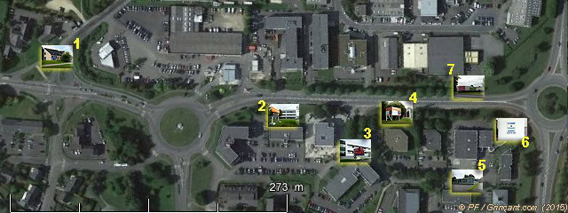 Vue aérienne avenue zone d'activités, 7 emplacements en moins de 500 mètres