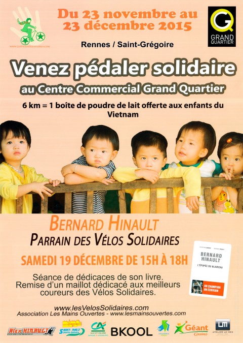 Affiche promotionnelle A3 "Venez pédaler solidaire au Centre Commercial Grand Quartier"