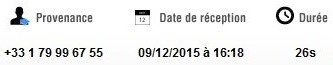 Appel d'un 01, mais rappeler un 08 90 surtaxé/Audiotel Appel sur messagerie vocale du +33 1 79 99 67 55, le 09/12/2015-16:18