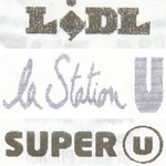 Drôle d'ambiance au Lidl et au Super U Logos Lidl, la Station U et Super U