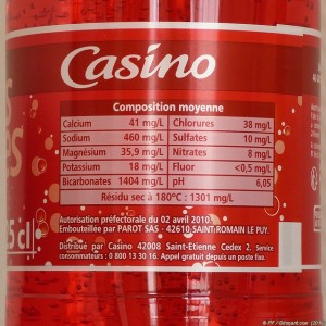 Étiquette composition Casino Puits St-Georges rouge
