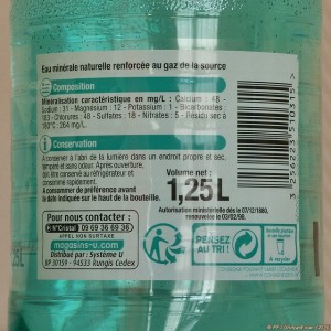 Étiquette composition Système U eau pétillante