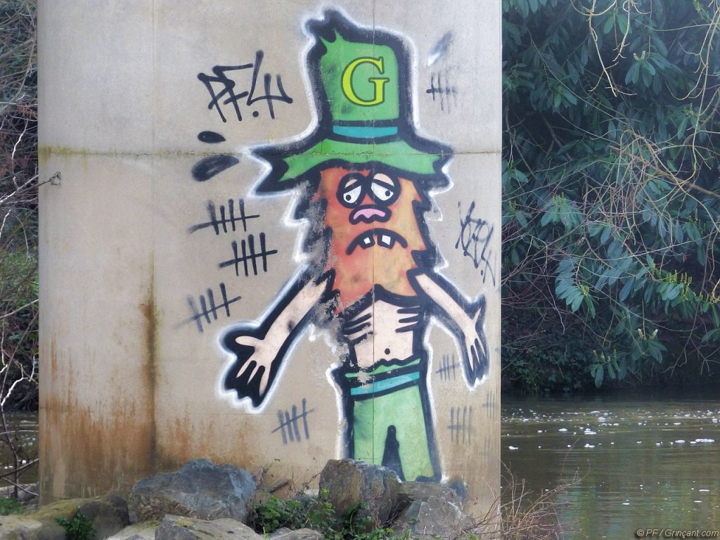 Grinçant à la rue, sous un pont : Illustration page “Erreur 404”