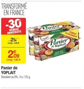 Copie d'écran promotion Panier de Yoplait (2 kg) – L’offre catalogue/internet