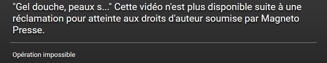 Cette vidéo n'est plus disponible suite à une réclamation pour atteinte aux droits d'auteur soumise par Magneto Presse.