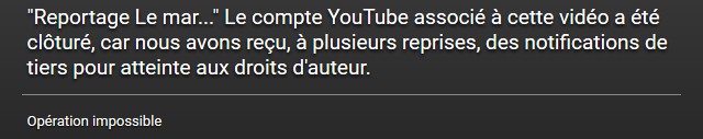 Le compte YouTube associé à cette vidéo a été clôturé, car nous avons reçu, à plusieurs reprises, des notifications de tiers pour atteinte aux droits d'auteur.