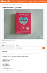 LeBonCoin.fr : « Coffret Wonderbox “Je t'aime” » à vendre - Capture 10/03/2017-10h30